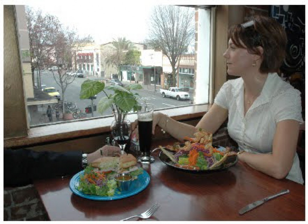 view of table and out the window